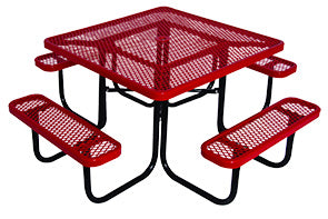 E-Series Square Steel Picnic Table | Diamond Pattern