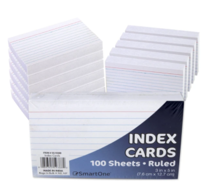 Pack of 100 Index Cards