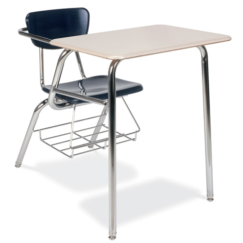Student Combo Desk with 18″ Hard Plastic Seat, 18″ x 24″ Hard Plastic Top, bookrack for School and Classrooms