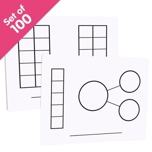 Write-On/Wipe-Off Five-Frame/Ten-Frame Mats, set of 100