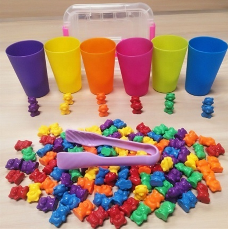 Plastic Colorful Counting Bears with Matching Sorting Cups